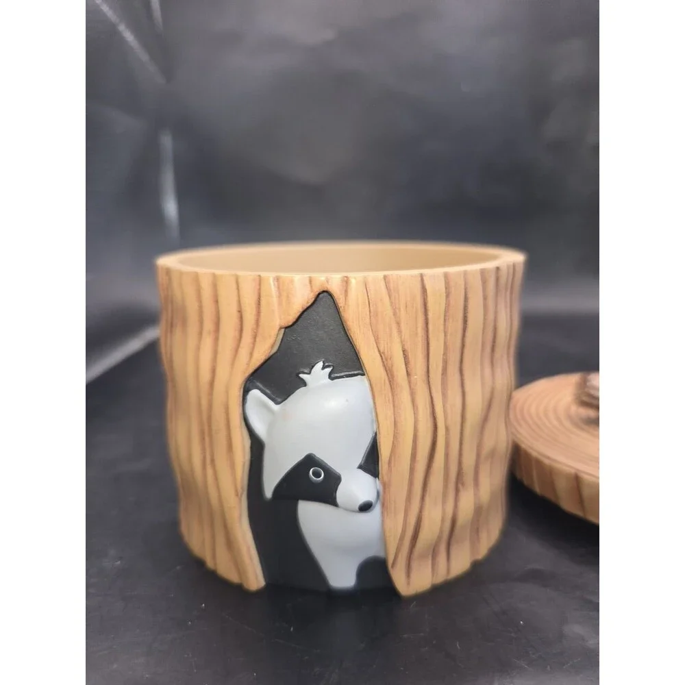 Mainstays Ceramic Raccoon Vanity Cotton Ball Jar Kids Bathroom